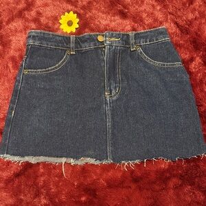Forever 21 Dark Blue Frayed Hem Mini Skirt